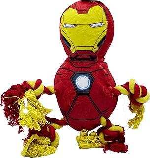 Marvel Comics for Pets Marvel Comics Homem de Ferro Corda Nó Buddy para Cães | Brinquedos de super-heróis para todos os cães e filhotes