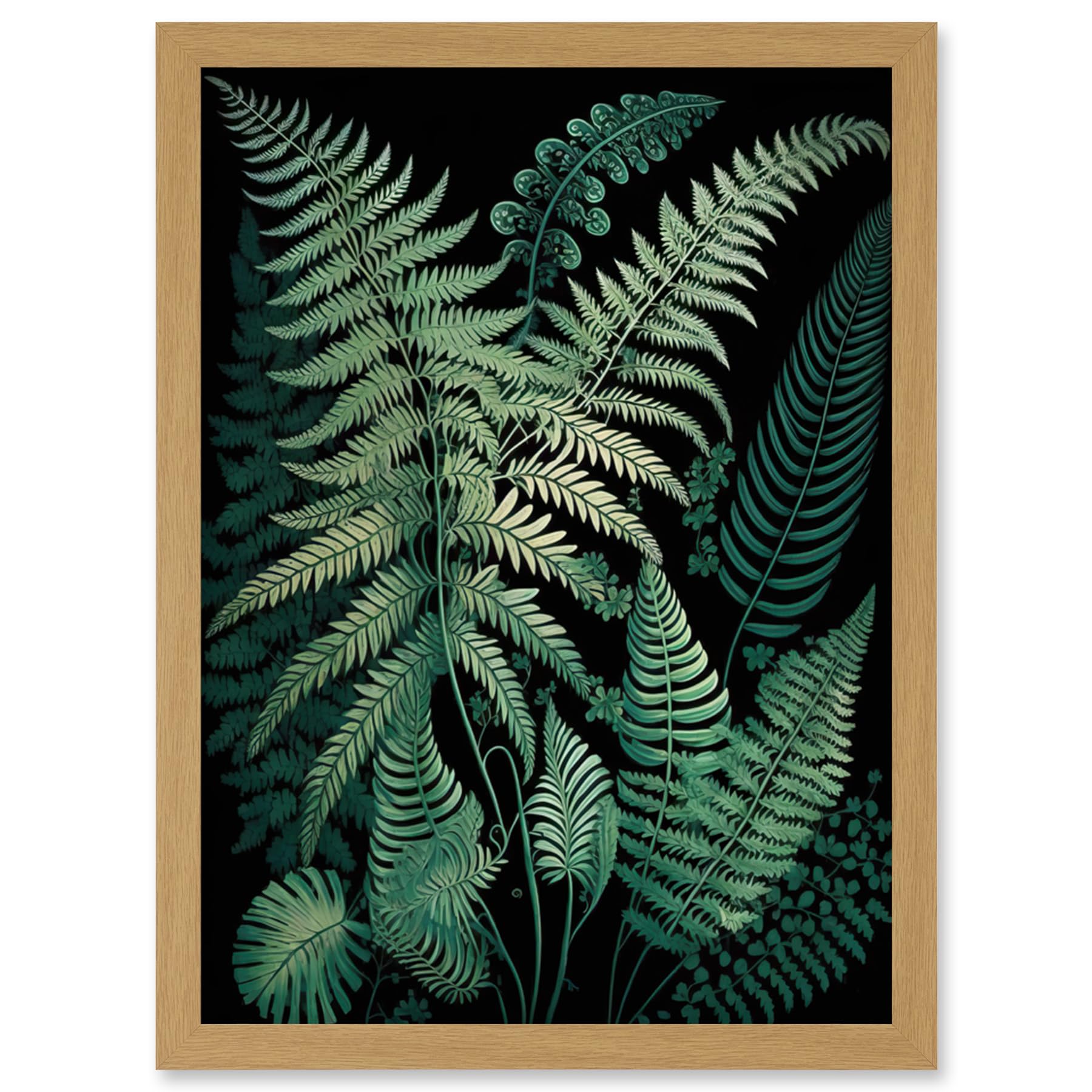 Artery8 Ernst Haeckel Style Fern Fronds Botanical Detailed Artwork Framed Wall Art Print A4