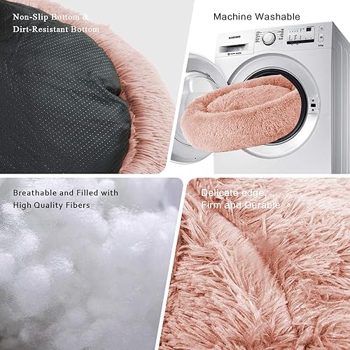 Vista 3 de Cama redonda para perros OQQ para gatos y perros medianos, lavable y redonda