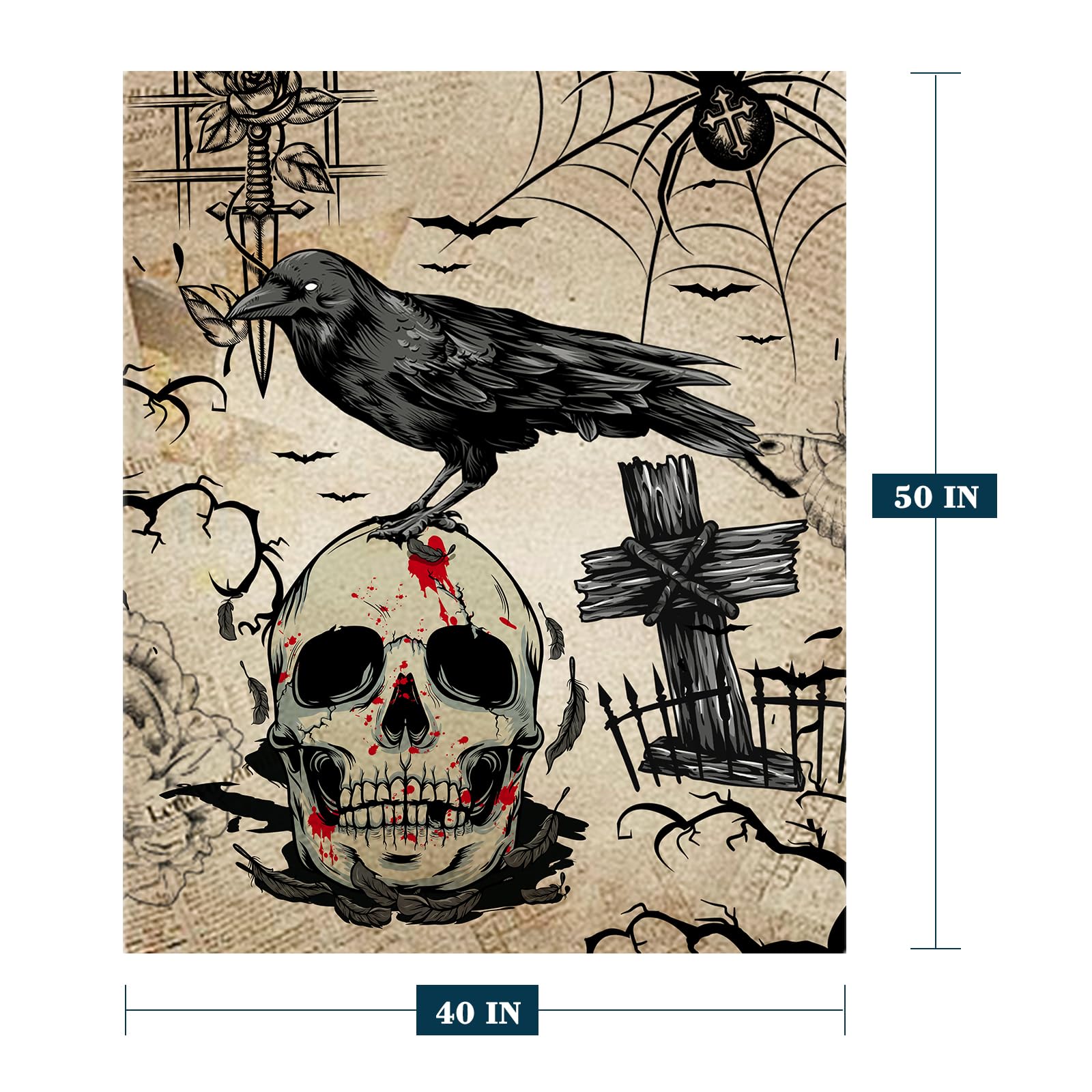 Neatee Living Halloween Throw Blanket Small Vintage Skull Blanket Halloween Kid Child Blanket Lightweight Fuzzy Soft Cozy Fleece Blankets and Throws Couch Bed Outdoor Decorative Blanket 40x50