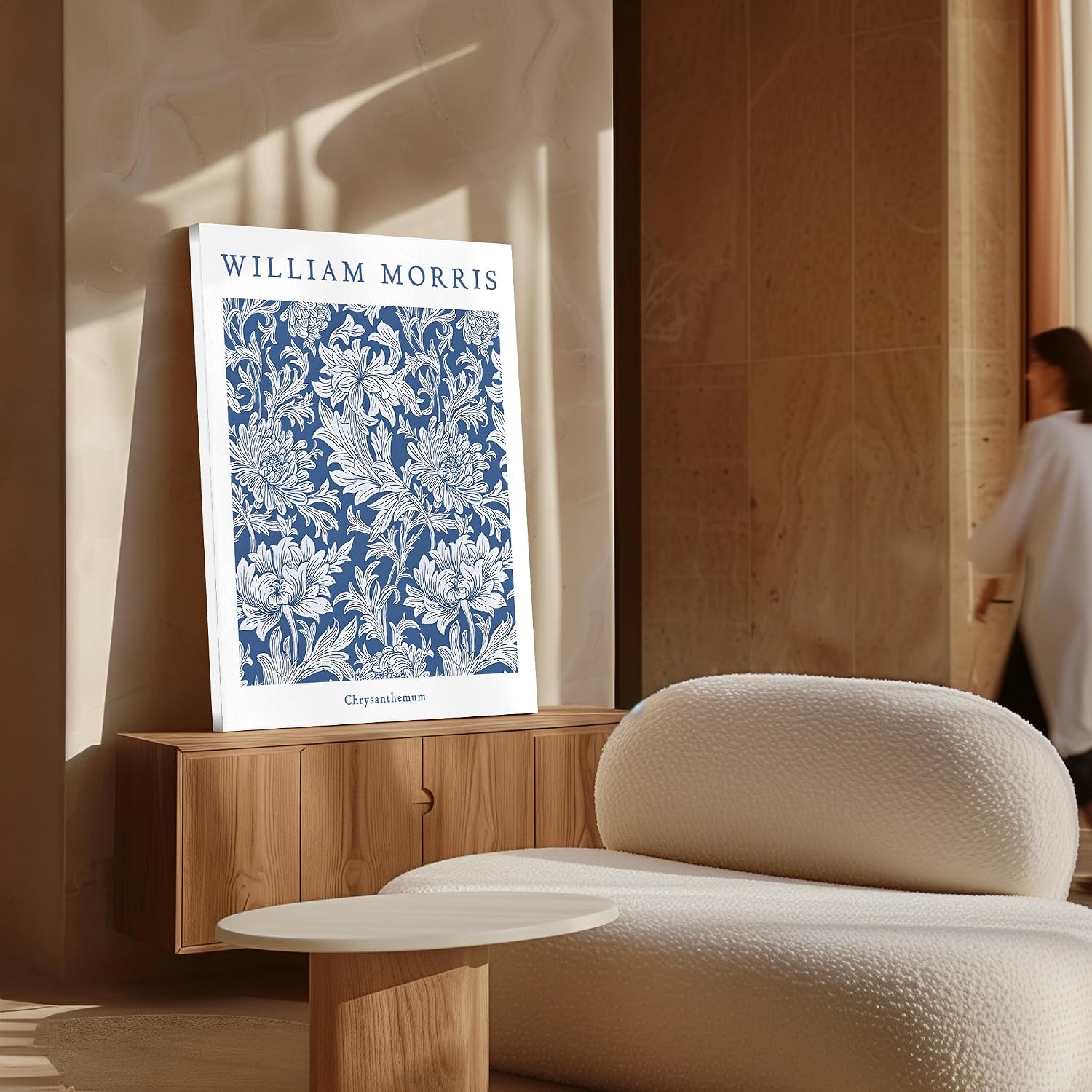 Poster Master Vintage William Morris Canvas - Retro Chrysanthemum Print - Flower Art - Botanical Design - Floral Textile Art - Aesthetic Living Room or Office Wall Decor - 8x10 STRETCHED Canvas