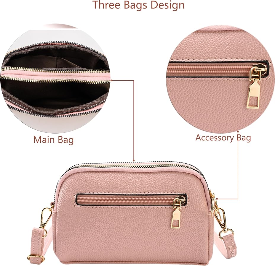 PORT&LOTUS Women's Small Crossbody Bag - Adjustable Strap Faux Leather Purse For Everyday - View #4