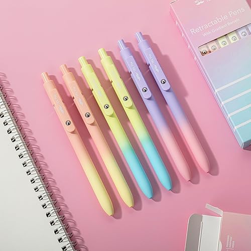 Miniatura 6 de Mr. Pen - Bolígrafos de gel retráctiles, paquete de 6, barriles de color degradado, bolígrafos de gel negros, de secado rápido, bolígrafos de gel de