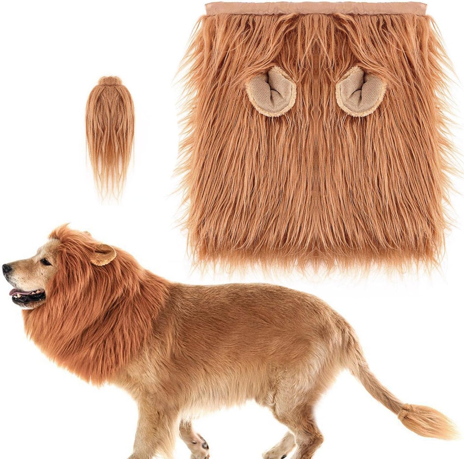Dog Mane Costume - Dog Mane Halloween Costumes,Pet Wig For Small Medium Large Dogs, Mane And Tail For Dogs Halloween Party, Pet Party, Birthday