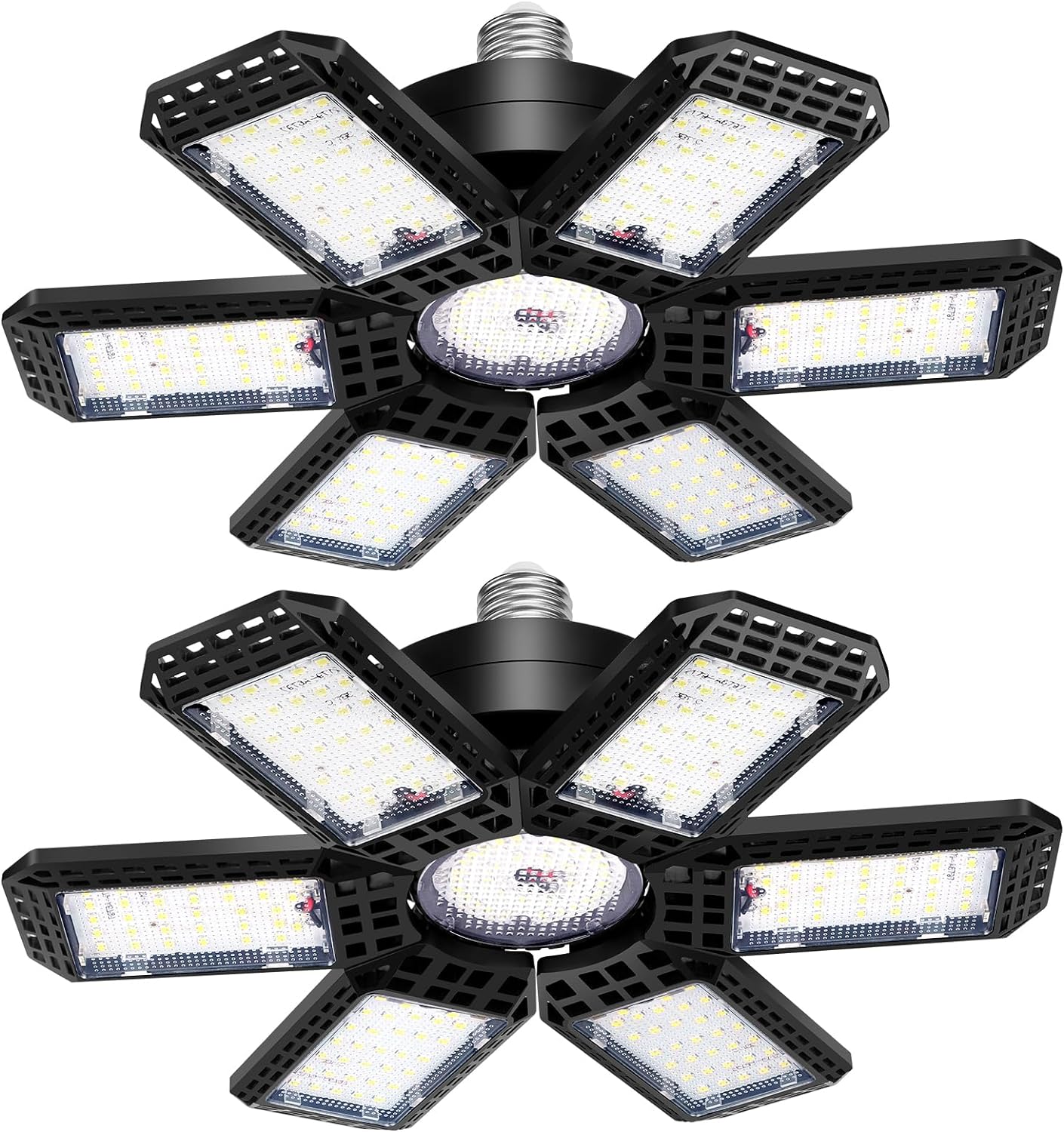 2 Pack Garage Light, 200W 20000LM 6500K LED Shop Lights, Garage Lights Ceiling Led with 6+1 Deformable Panels, Screw in E26/E27 Socket Bulb for Warehouse, Workshop, Basement, Barn Lighting 200W-2PACK