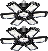 AUDLES 2 Pack 200W LED Garage Lights, 20000LM 6500K Deformable 6+1 Panels, Screw-in E26/E27 Shop Lights for Workshop, Basement, Barn