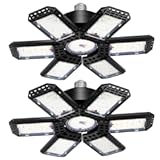 2 Pack Garage Light&comma; 200W 20000LM 6500K LED Shop Lights&comma; Garage Lights Ceiling Led with 6&plus;1 Deformable Panels&comma; Screw in E26&sol;E27 Socket Bulb for Warehouse&comma; Workshop&comma; Basement&comma; Barn Lighting