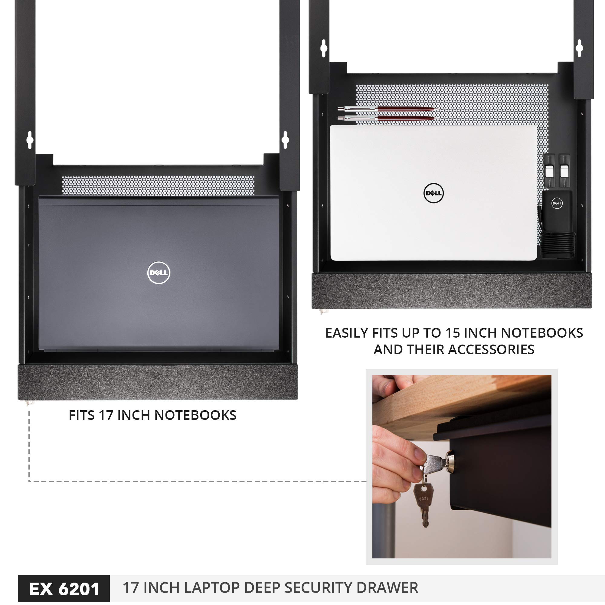 Under Desk Laptop Drawer, Lockable, for 450mm/17 Inch