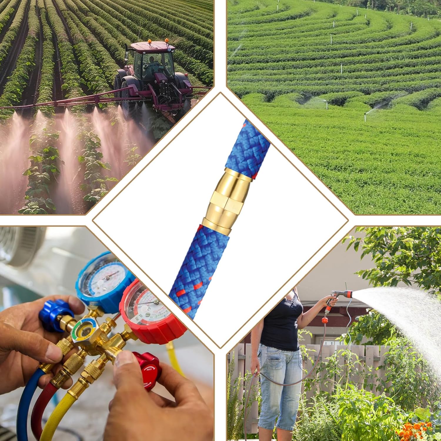 Barbed Hose Fittings 20Pcs Brass Hose Barb Fitting, 1/4" 5/16" 3/8" 1/2" (6 mm/8 mm/10 mm/12 mm) Hoses Connector, Barb Splicer Mender Hose-Fittings for Air/Water/Gas/Fuel Hoses