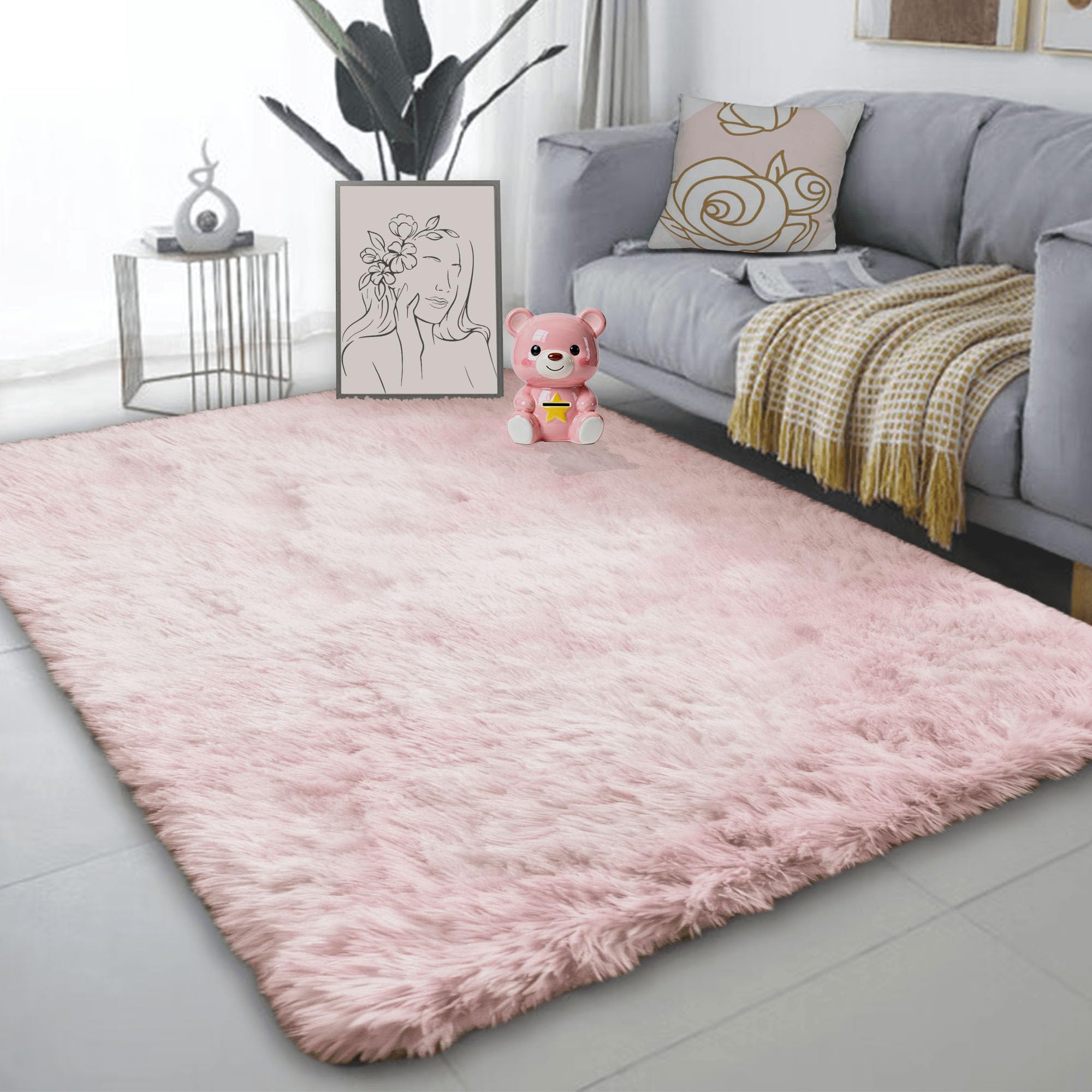 Tapis de chambre doux 130x260 anti-glisse contre le froid des sols nus
