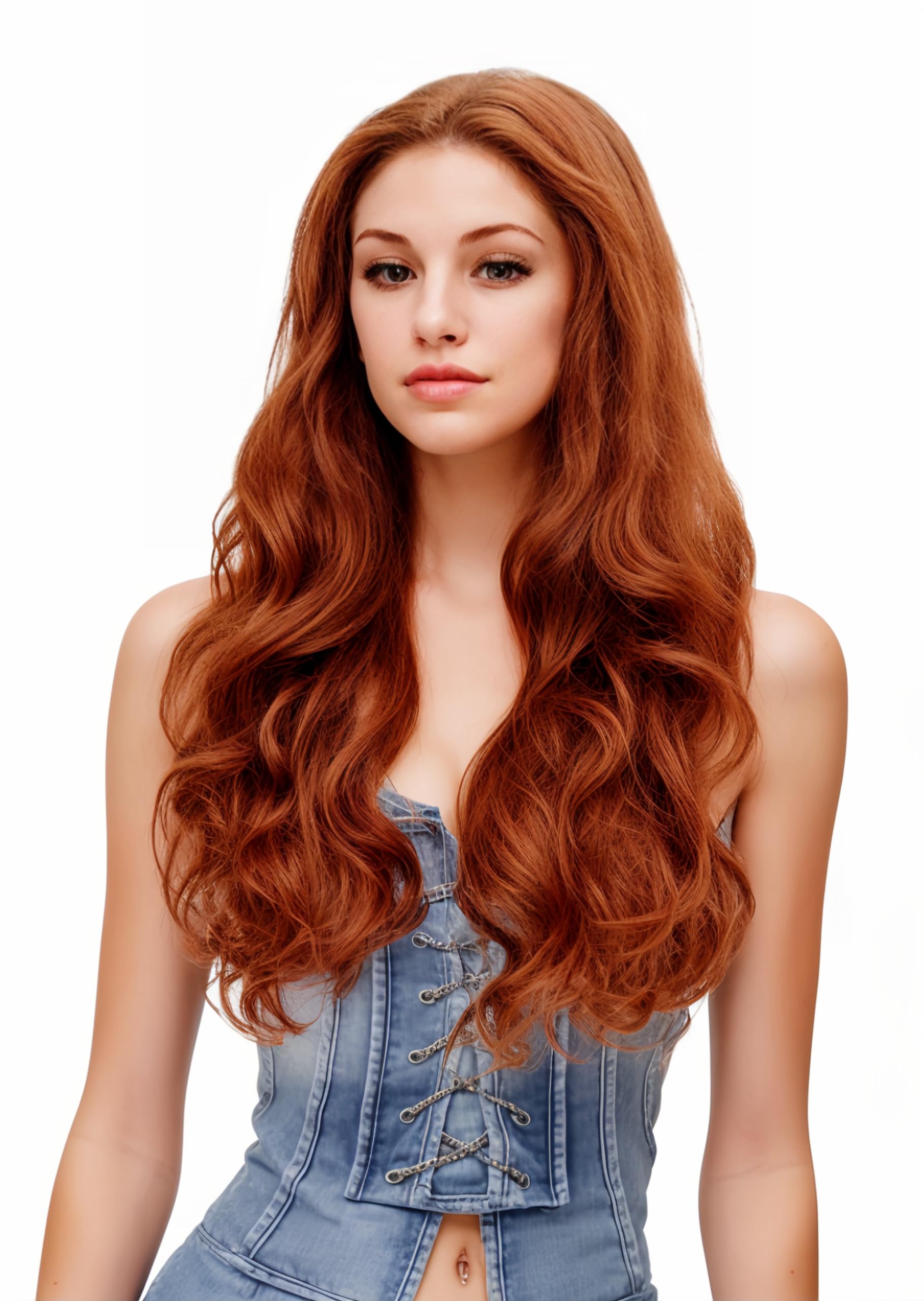 ? 24” COPPER BODY WAVY  LACE FRONT WIG? *NEW*
? lace front wavy human wig - 18 main image 3