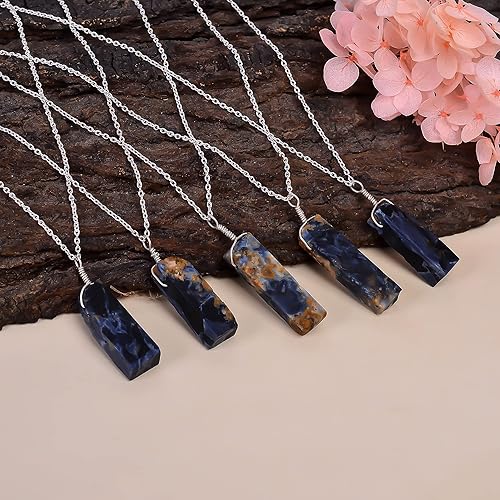 Miniatura 4 de Aura Gems Natural Raw Pietersite Crystals Pendant Necklace, Energy Healing Gemstone, Birthstone, Mother's Day Gift, Silver Plated Jewelry 18 inch,