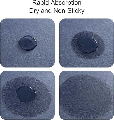 Miniatura 2 de Juego de tapetes de baño de tierra de diatomeas para baño, de secado rápido, antideslizantes, tapete de baño de piedra lavable, 16.92 x 27.16 +