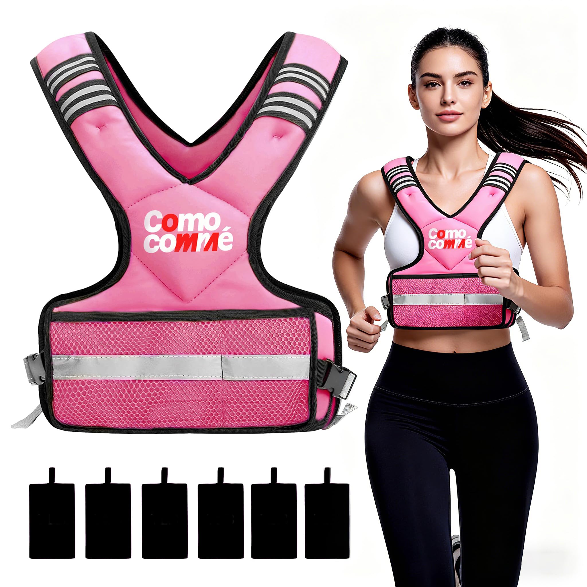 Gilet ponderato regolabile per uomini e donne, 1,8-4,5 kg/5,4-8,2 kg/9,1-14,5 kg gilet con 6 Ironsand per pesi, corsa, allenamento e allenamento, set di esercizi per corsa, passeggiate