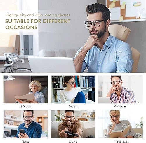 Miniatura 6 de Gafas de lectura para mujeres y hombres con montura cuadrada ovalada con bisagra de resorte, anti UV y antideslumbramiento