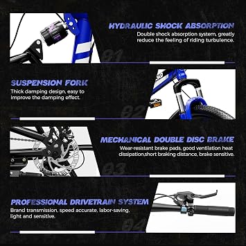 26 Inch Adult Folding Bikes/Mountain Bikes, 21 Speeds Mountain Bicycles with Full Suspension, Dual Disc Brake, High Carbon Steel Frame, Foldable Bike for Men/Women/Teen, Multiple Colors