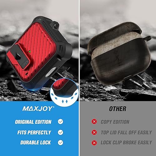 Miniatura 3 de Maxjoy Funda protectora para Airpods 3 2021 para Airpods 3 con bloqueo seguro automático Gen 3 funda rígida militar a prueba de golpes con llavero