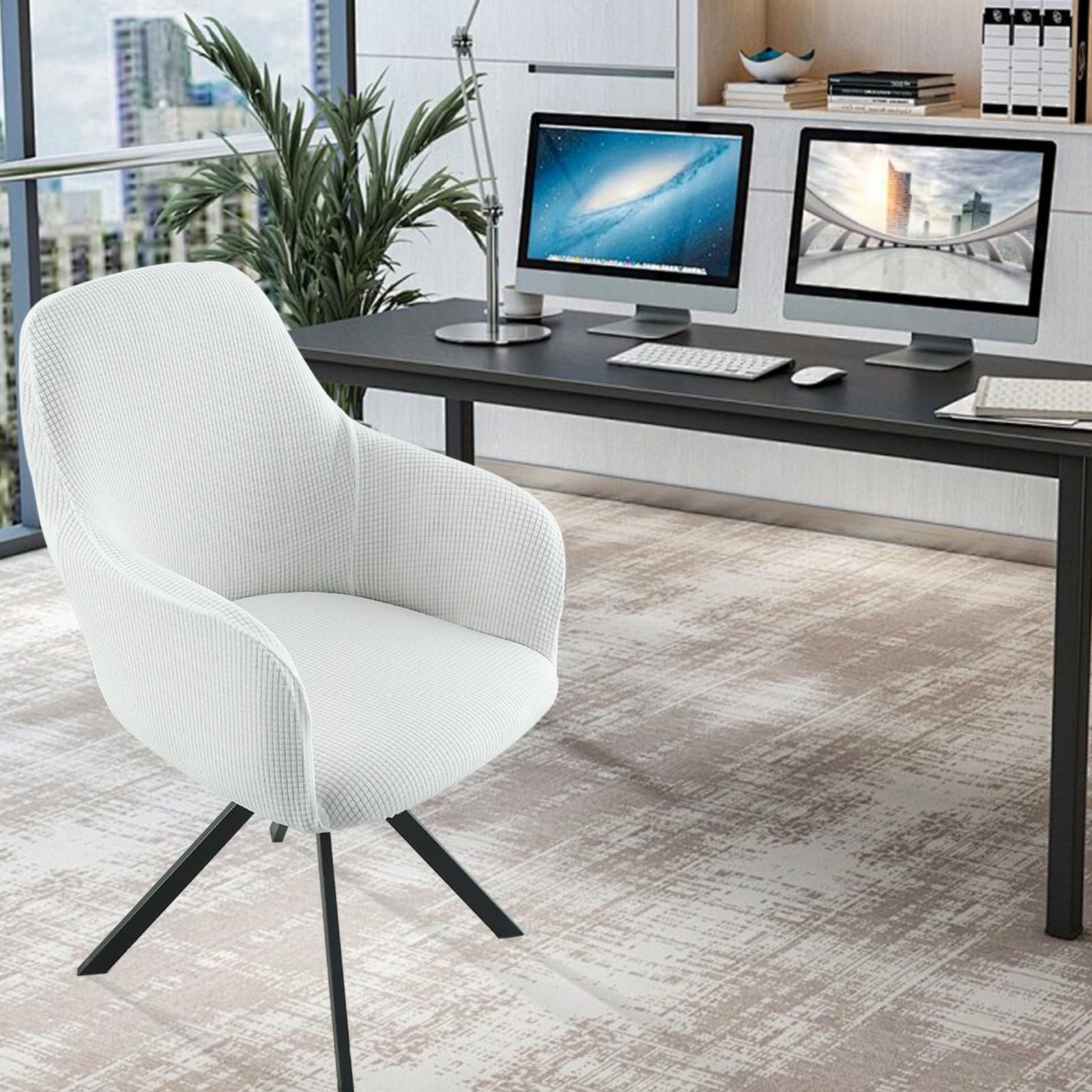 Coprisedie Elasticizzati 2 O 4 Pezzi - Universali Per Sedia Ufficio Con Braccioli, Lavabili - Foto 2