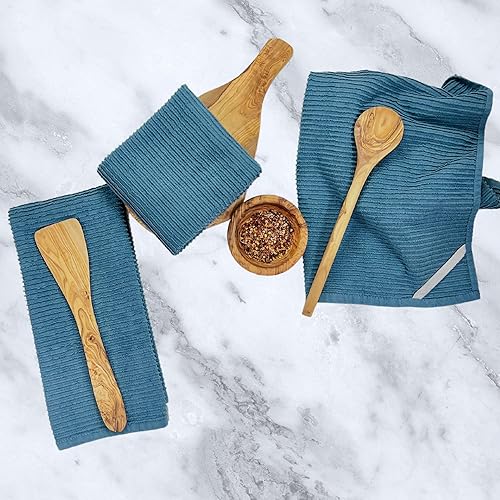 Miniatura 81 de Toallas de cocina verde salvia: 100% algodón paño de limpieza suave secado absorbente textura Terry Loop, juego de 3 multiusos para uso diario Negro