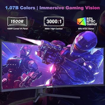 Gawfolk 49 Inch DQHD Curved Gaming Monitor – 240Hz, 5120x1440 Super Ultra-Wide, 1500R, Height Adjustable Stand, 1MS, FreeSync, 120% sRGB,RGB Backlight, 2x DP 2.0, 2x HDMI 2.1, PBP/PIP,Black