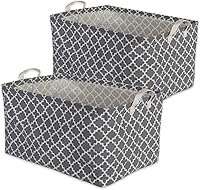 Vista 31 de DII Colección de almacenamiento de lavandería, contenedor plegable recubierto de polietileno con asas, celosía aguamarina, juego grande, 10.5 x 17.5