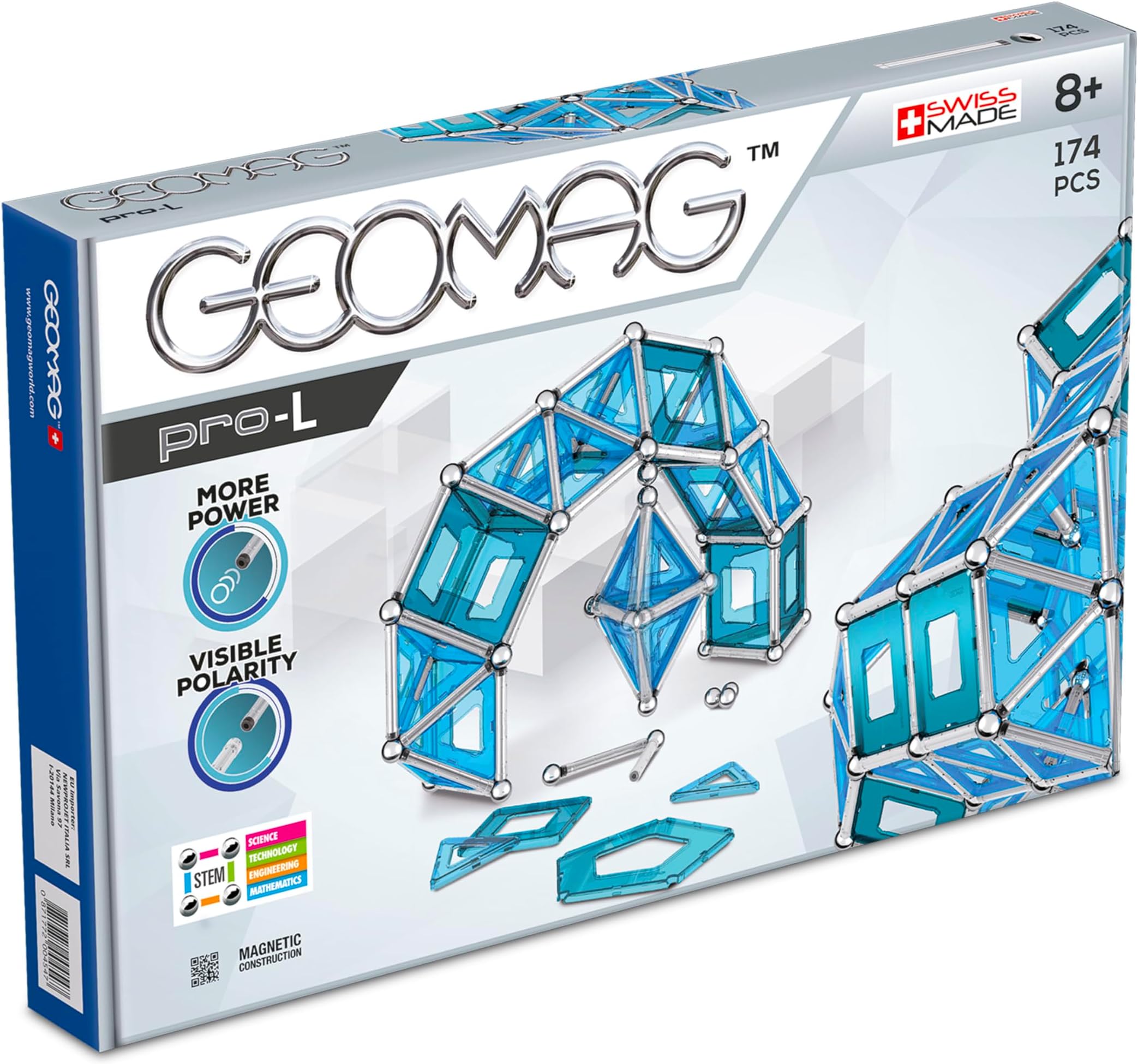 Magnetic Toys | Magnets for Kids | STEM-endorsed Educational Building Cube Set for Creativity & Learning Fun | Swiss-made | Age 8+ Pro-L Kit 174 Piece