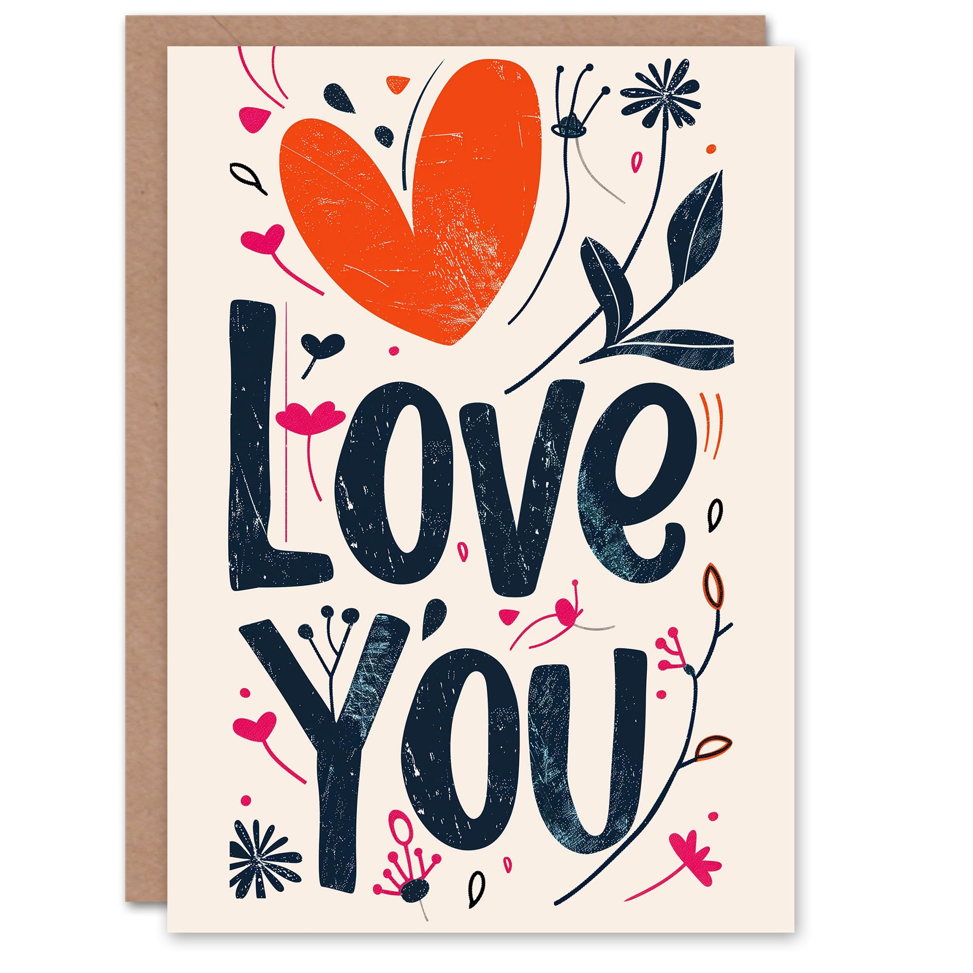 Artery8 Greeting Card - Anniversary Card - Vintage Boho Floral - Red