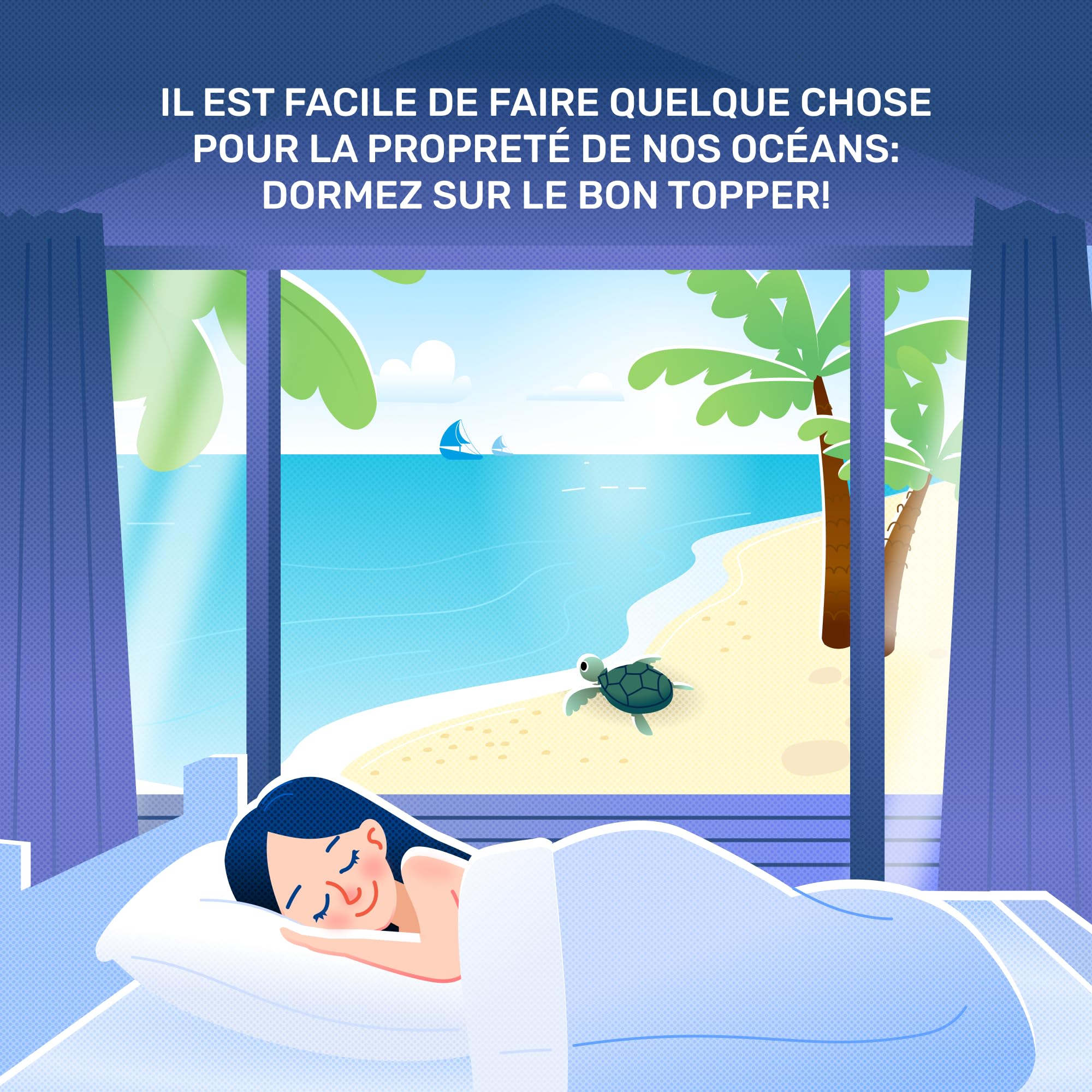 Dailydream Surmatelas 160 x 200 cm, Mémoire de Forme, 5 cm épaisseur, «Edition Clean Ocean, Model M », pour Matelas, canapé ou lit de Camp, sur-Matelas pour Adulte, Memory Foam Mattress Topper