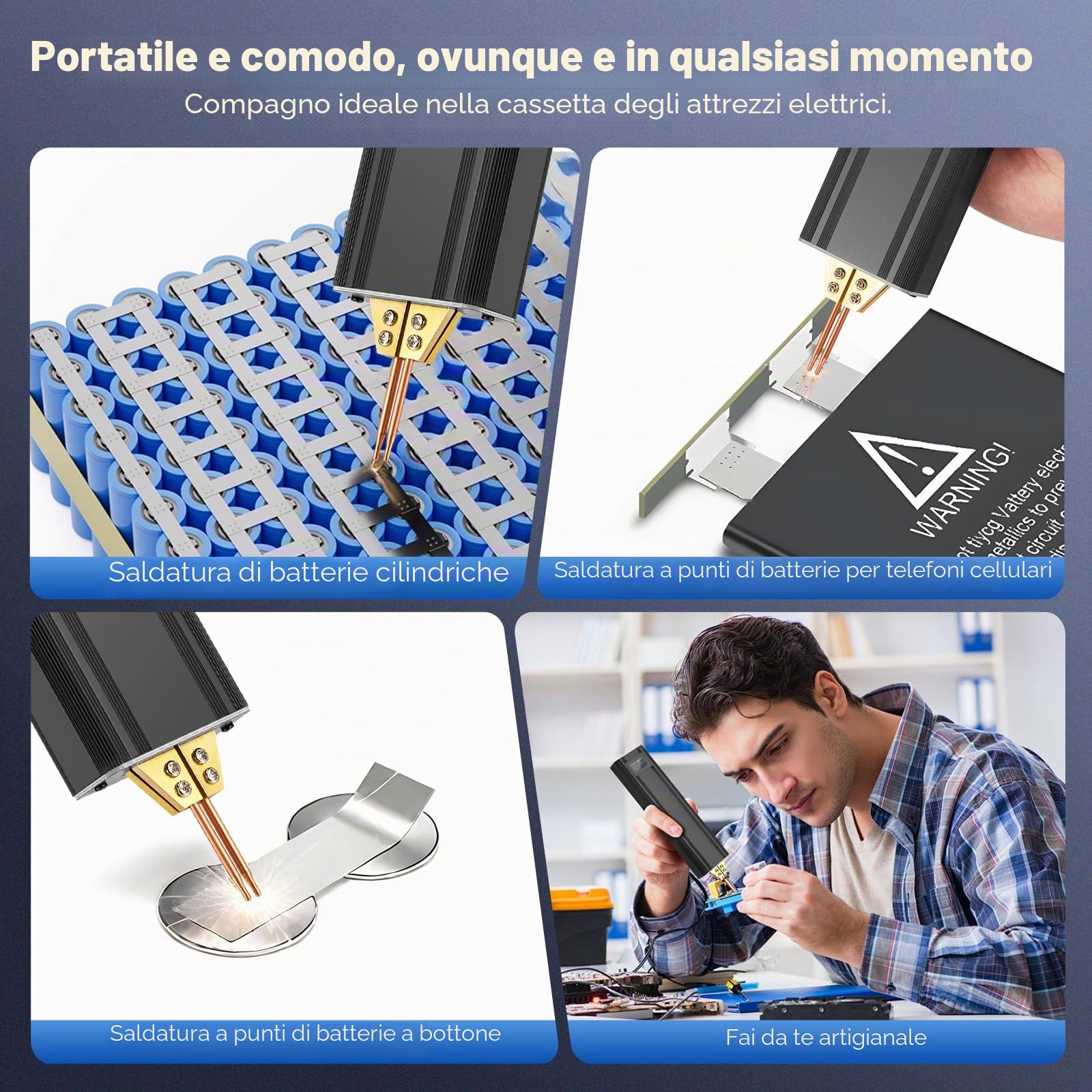 Saldatrice a Punti per Batterie,Mini Saldatore a Punti Portatile 80 Marce, 2 in 1odalità Automatica e Manuale Spot Welder per Lamiere di Nichel 0,1-0,2 mm, Ferro, Acciaio Inossidabile