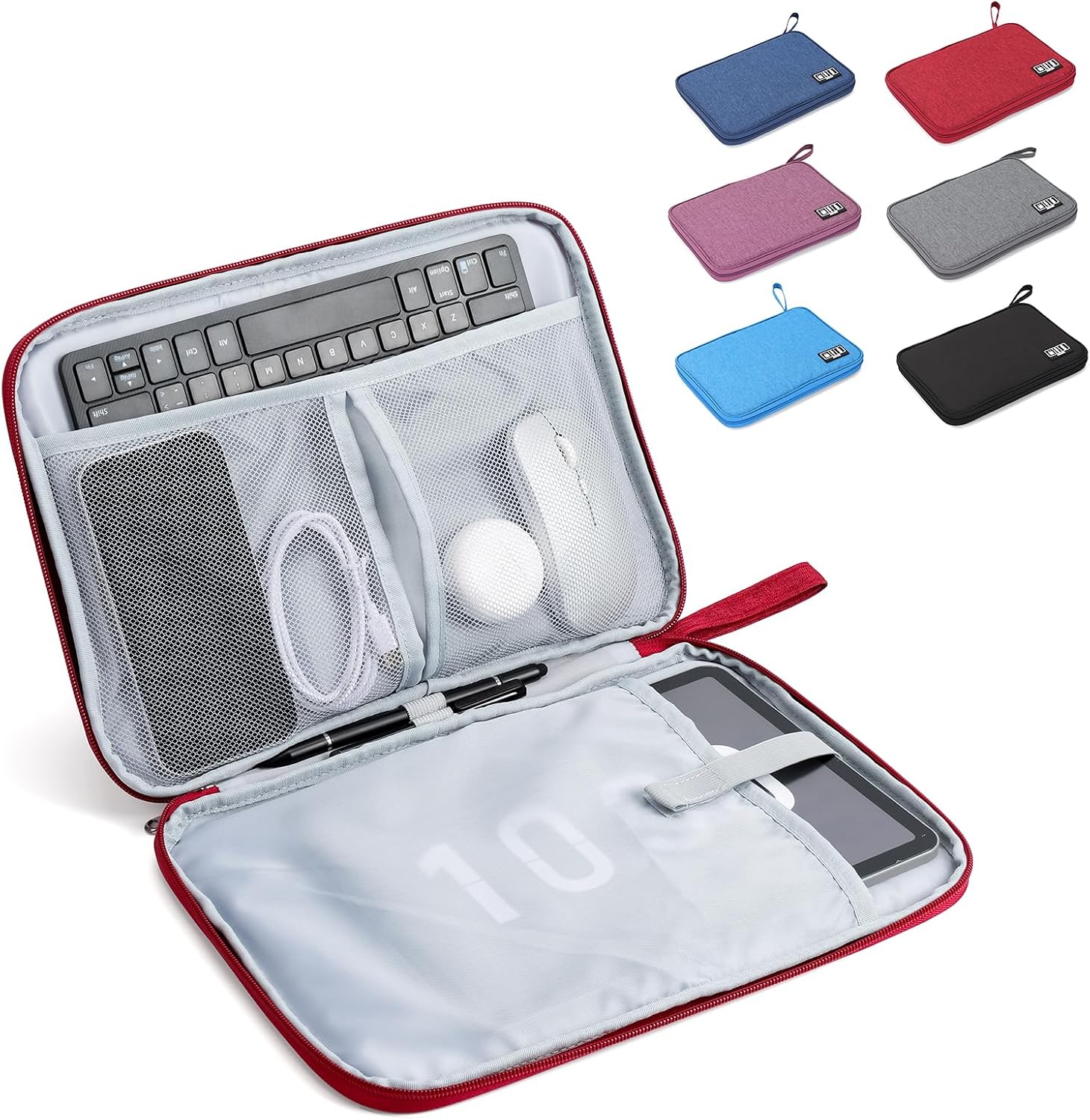 Tablet Carrying Case Organizer, Professional 300D Cationic iPad Sleeve for 11 inch iPad Pro/Air, Water-Repellent Electronics Accessories Bag for Wireless Keyboard & Mouse, Business Travel