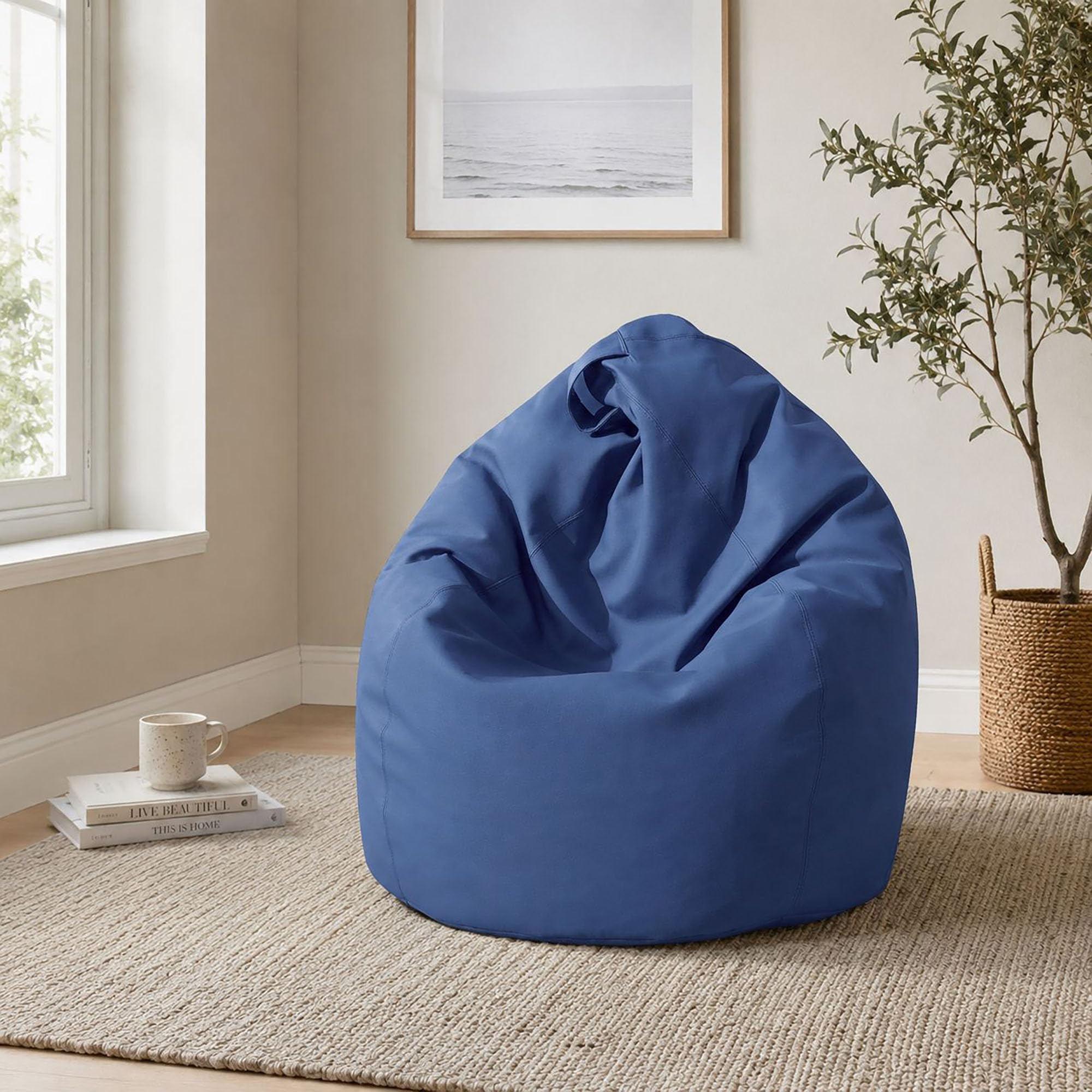 Talamo Italia-Pouf a Sacco Elegante, Colore Blu, Misure 80 x 120 x 80 cm