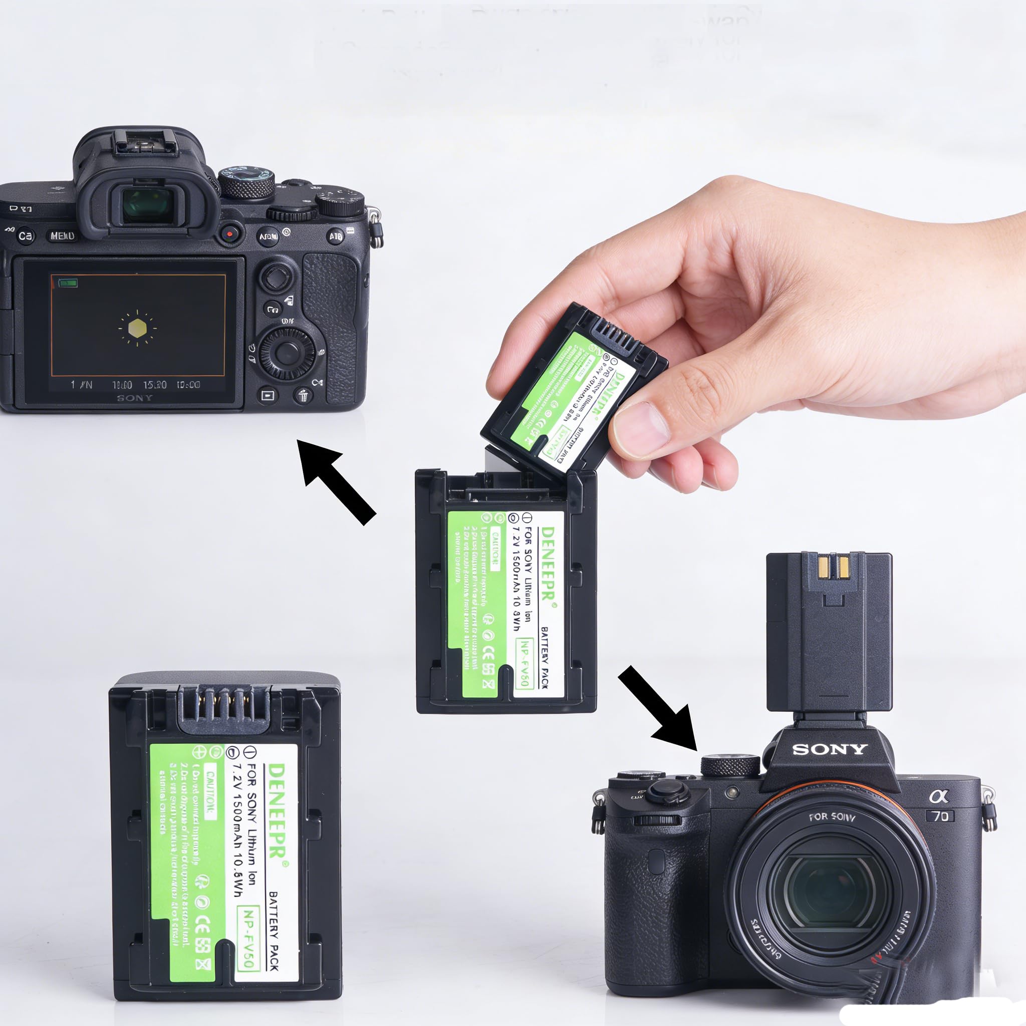 Lot de 2 Batteries Li-ION NP-FV50 compatibles avec Sony HDR-CX220, HDR-CX430V, HDR-CX900, HDR-CX260V, HDR-CX580V, HDR-CX760V, HDR-PJ200, HDR-PJ230, HDR-PJ340, HDR-PJ380, HDR-PJ380, HDR-PJ380. J430V