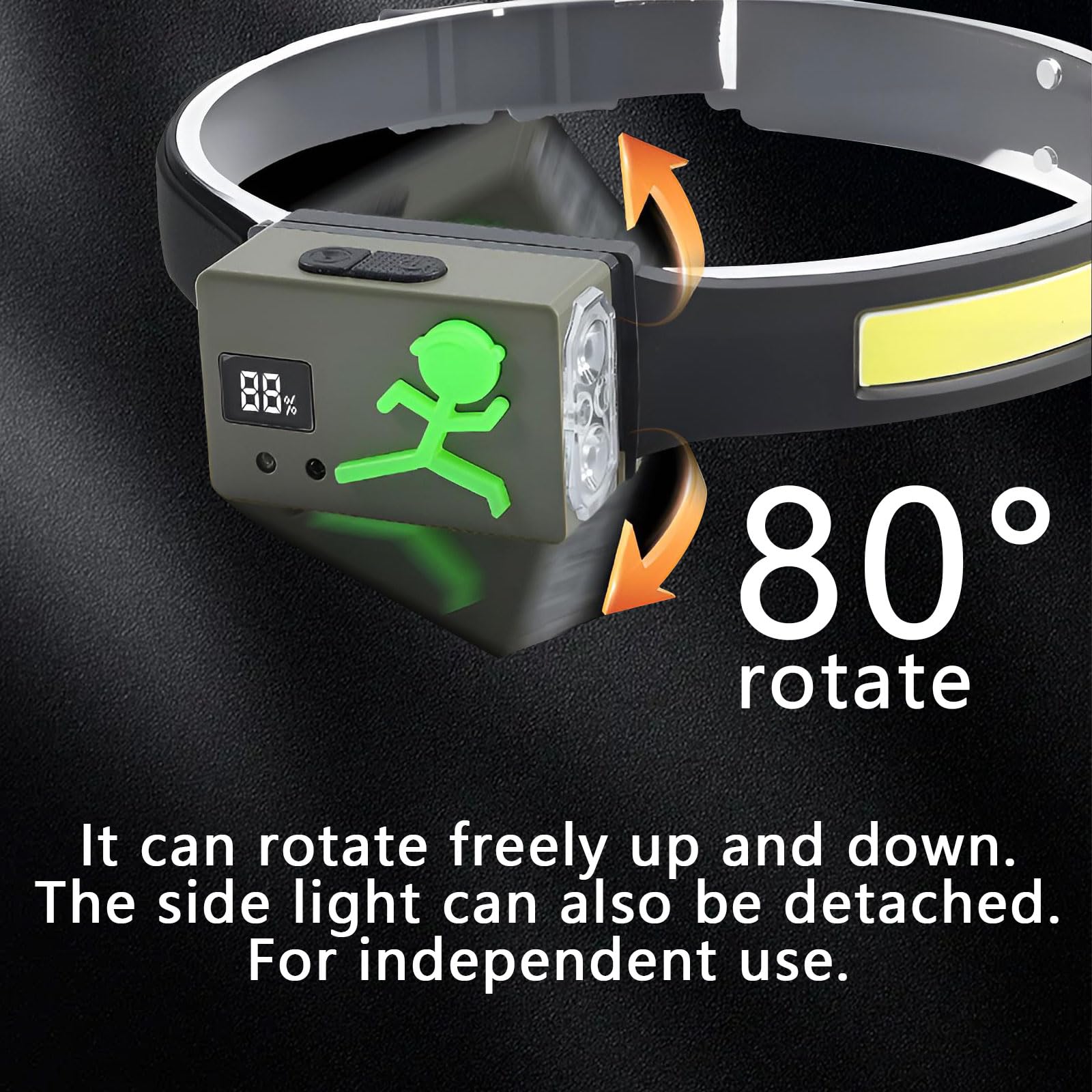 Linterna frontal LED recargable, sensor de movimiento COB de 230°, faros delanteros para frente, luz de casco duro para adultos, linterna LED para el trabajo, correr, senderismo, camping, equipo