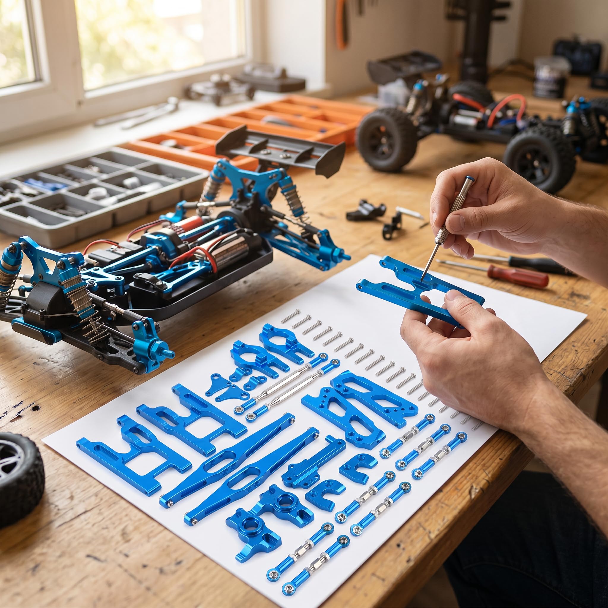 Kit di ricambi per Auto RC, Kit di ricambi per l'aggiornamento del Supporto Ammortizzatore del componente o sterzo del Sedile C del Braccio oscillante, Adatto per Auto RC
