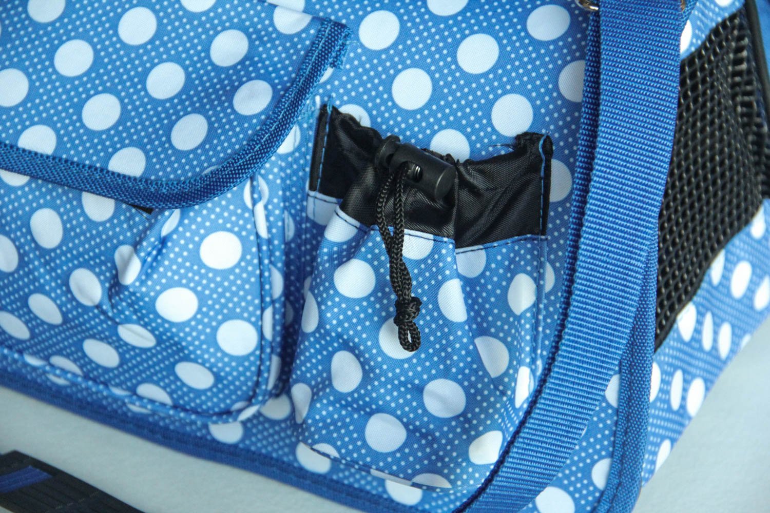 BPS (R) Portador Transportín Bolsa Bolso de Tela (Lunares) para Perro, Gato, Mascotas Animales,Tamaño: S,37x22x20cm (Azul)