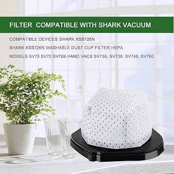 EZ SPARES 4PCS Replacement For Shark XSB726N Washable Dust Cup Filter Hepa Models SV75 SV70 SV726 Hand Vacs SV736, SV738, SV748, SV760