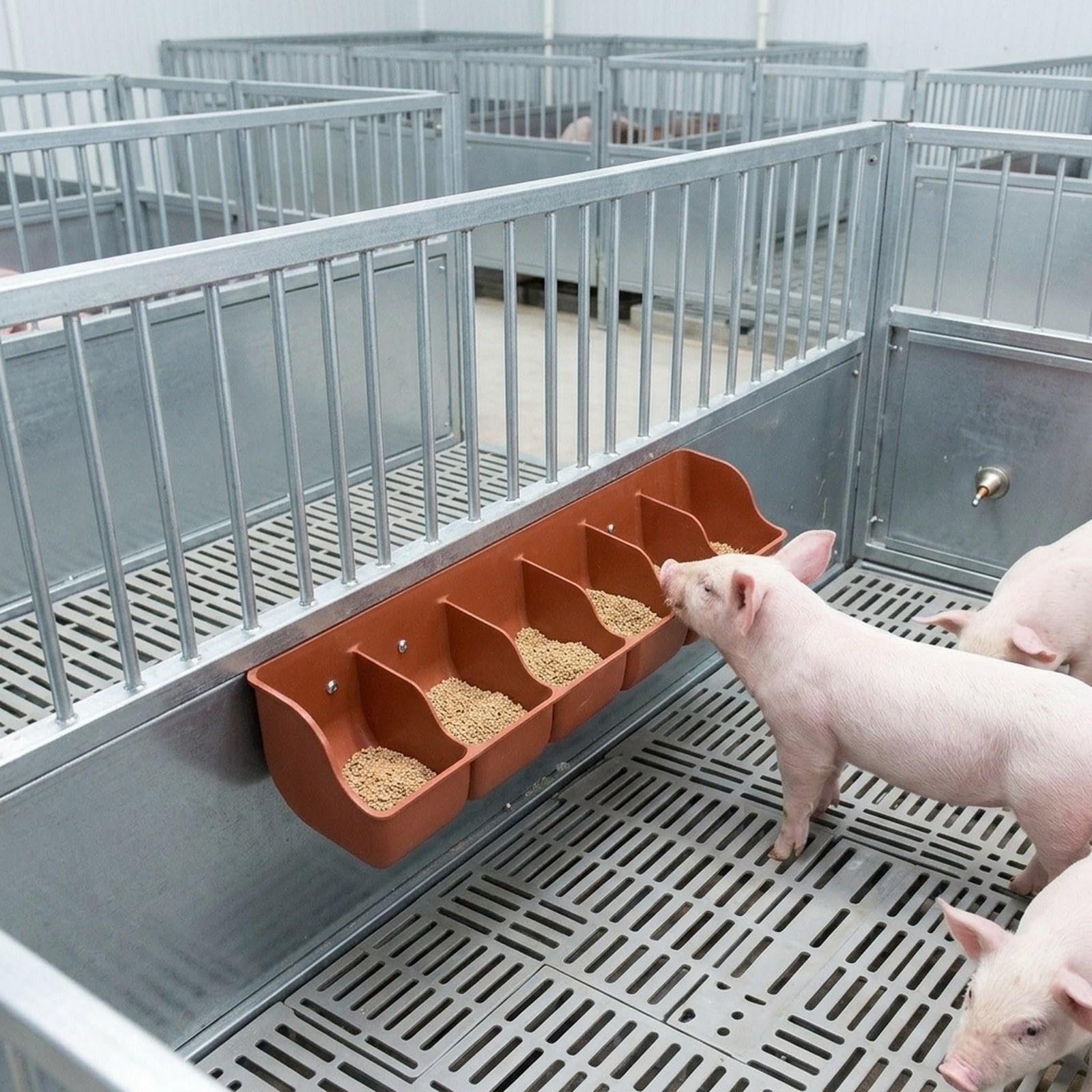 Comedero para Lechones, Bandeja Organizadora Multifuncional Y Resistente para Ovejas, con Ranura para Alimentar Cabras Y Ganado Vacuno, Rojo Marrón