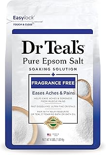 Dr Teal's Pure Epsom Salt Soak, Fragrance Free, 4 lbs (Packaging May Vary)