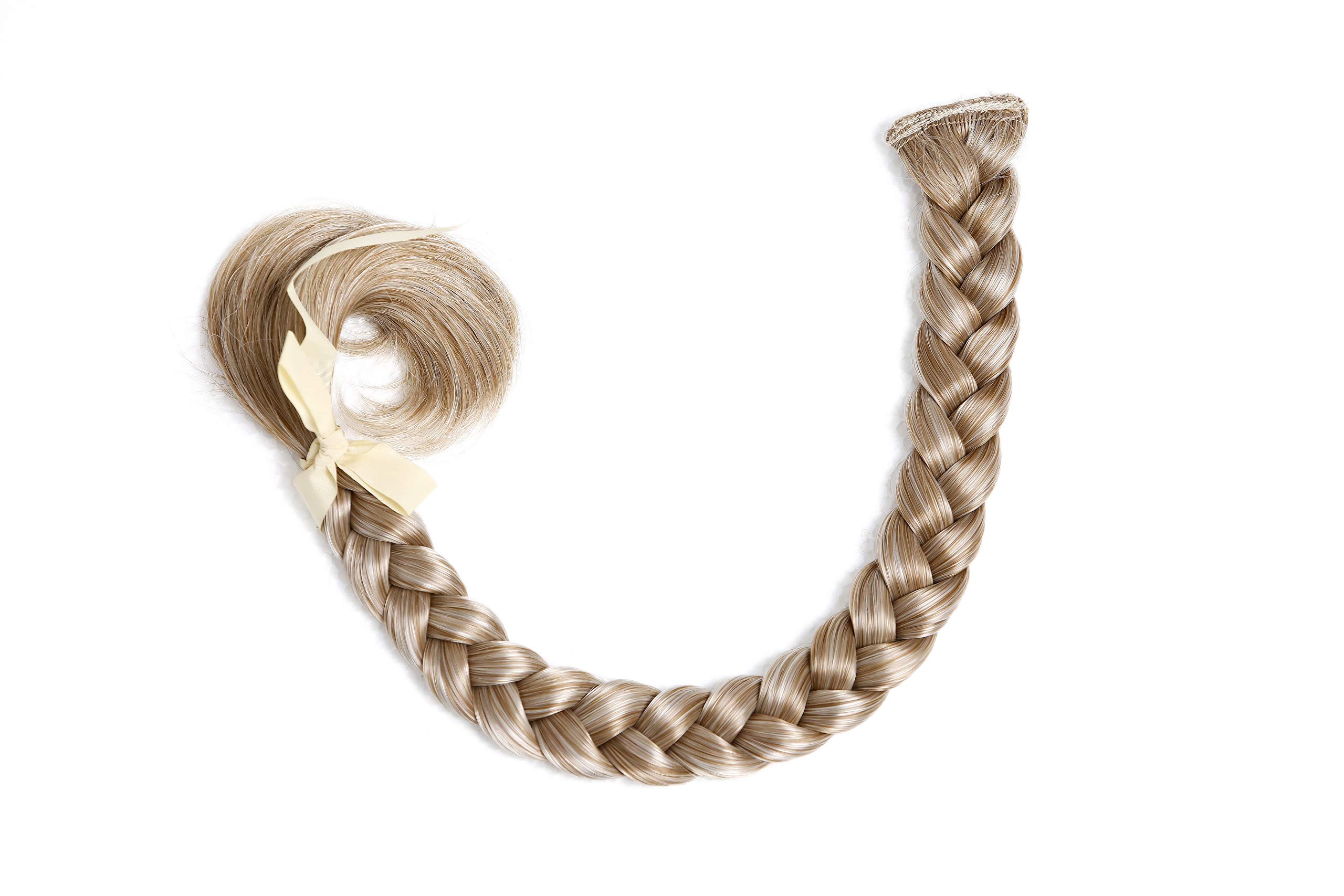 WIG ME UP - SA101-27T613 Braided Plait Hairpiece plaited Clip-in Hair Extension 20cm medium blond streaked platinum highlights tips - Image 4