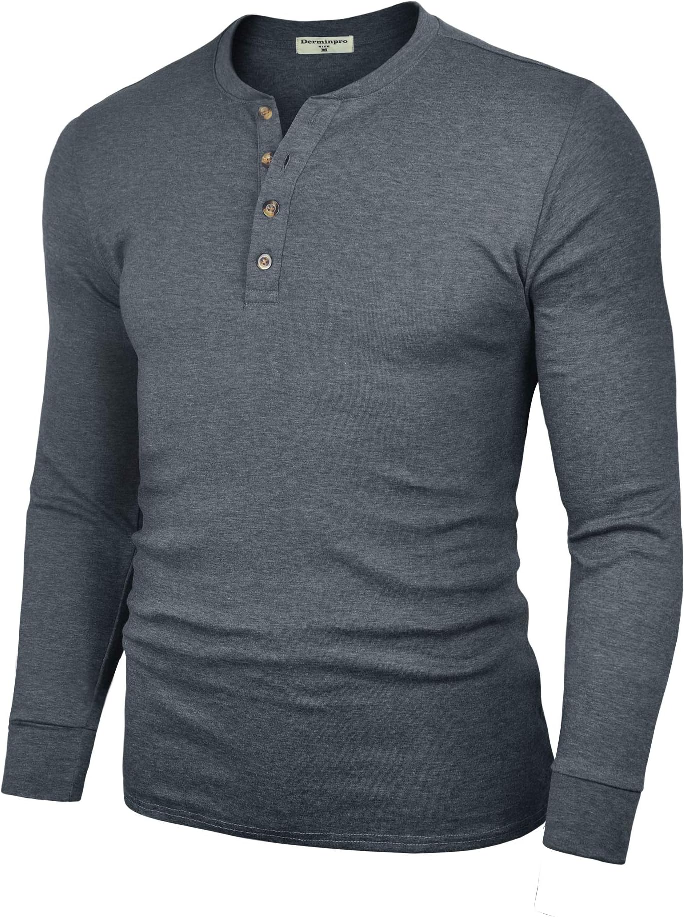 Derminpro Men's Henley Cotton Casual Short/Long Sleeve Lightweight Button T-Shirts