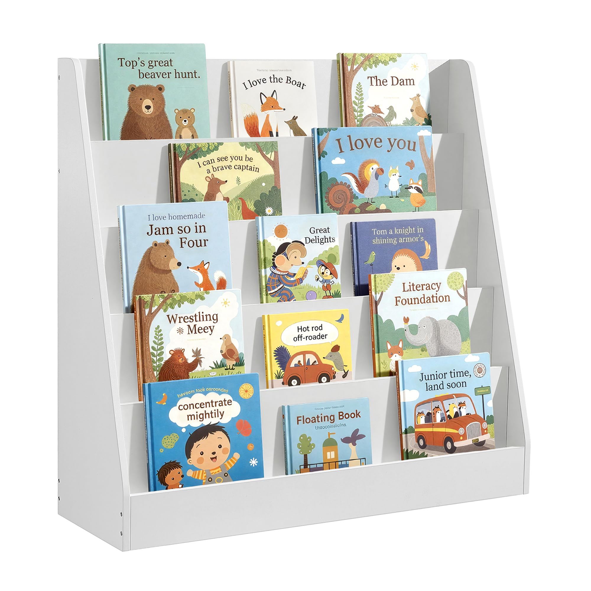 SONGMICS Estantería Infantil, Estantería Montessori de 5 Niveles, Soporte para Libros Ilustrados, para Guardería, Zona de Lectura, 30 x 80 x 80 cm, Blanco Nube GKR076WZ01