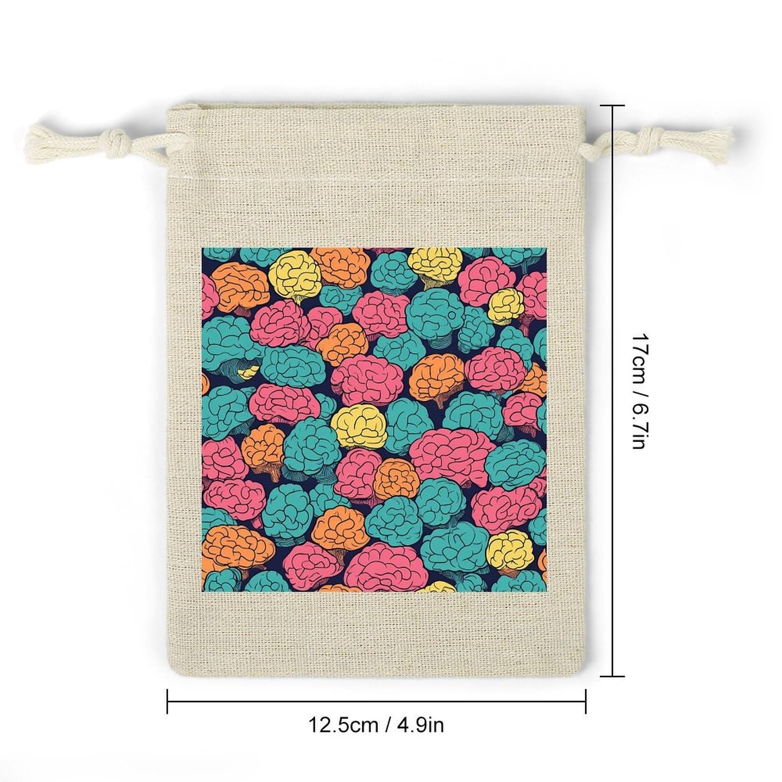 Brains Colorful Pattern 8 Pack Small Gift Bags Cotton And Linen Drawstring Pockets Sachet Bag for Party Home Supplies