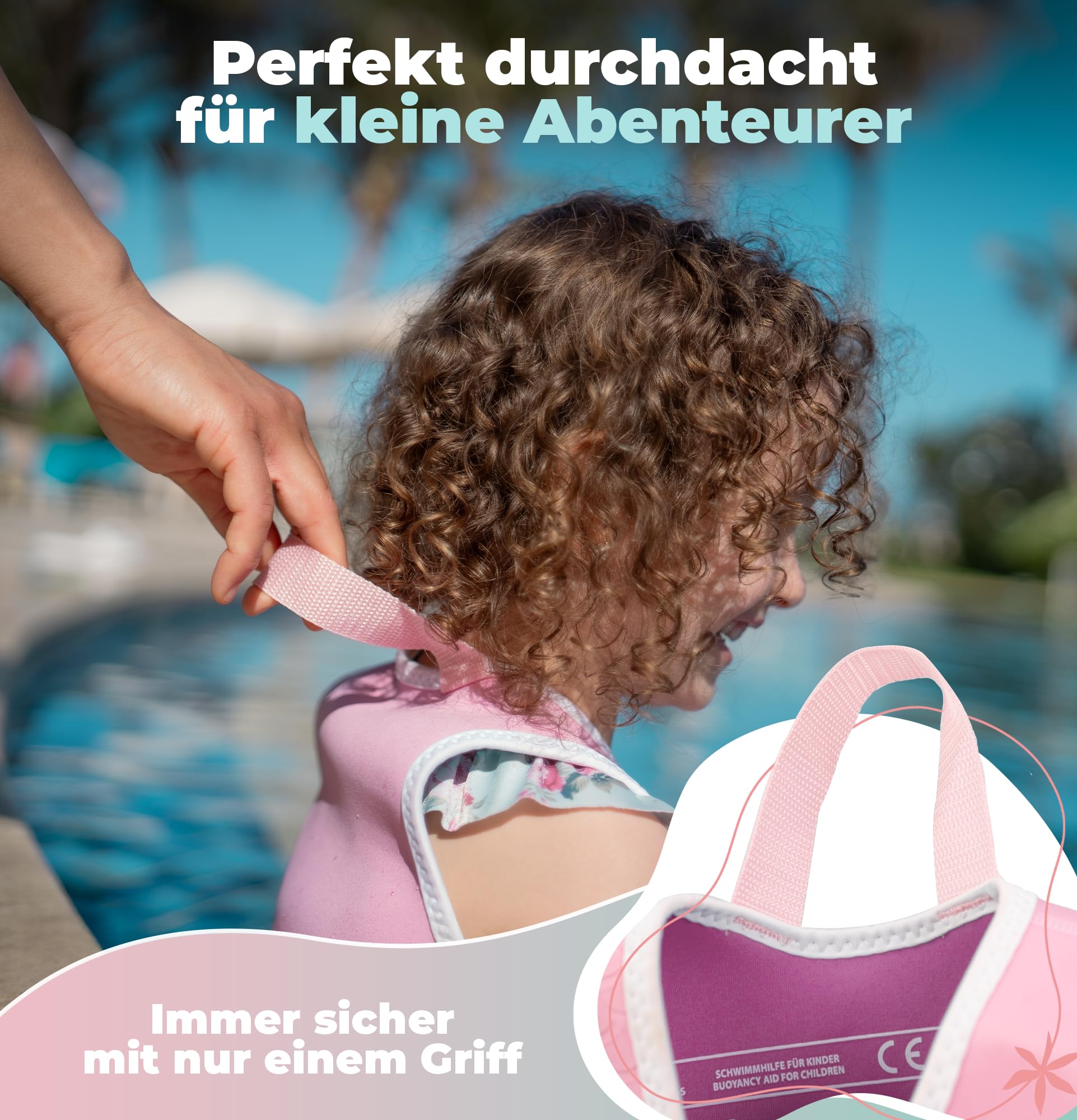 KIDVERSE Chaleco salvavidas para niños, ayuda a la natación con circunferencia abdominal de hasta 62 cm, ayuda a nadar para niños, chaleco salvavidas para niños para aprender a nadar, chaleco salv