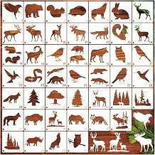 45pcs Forest Animals Stencils for Painting on Wood Wilderness Tree Stencils Paint Wildlife Burning Patterns Bears Deers Template on Art Craft Canvas Wall Fabric Rock 45 Wildlife
