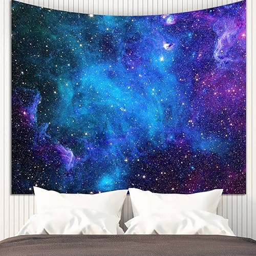 Apdidl Tapiz de galaxia para dormitorio, espacio estético, noche azul, cielo estrellado, estrellas, universo, misteriosa, nebulosa, telón de fondo,