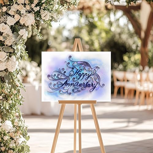 Miniatura 4 de TUMYBee Tarjeta de filigrana de Feliz aniversario, Tarjeta de compromiso de boda de aniversario de amor, para esposa, postal de papel elegante y