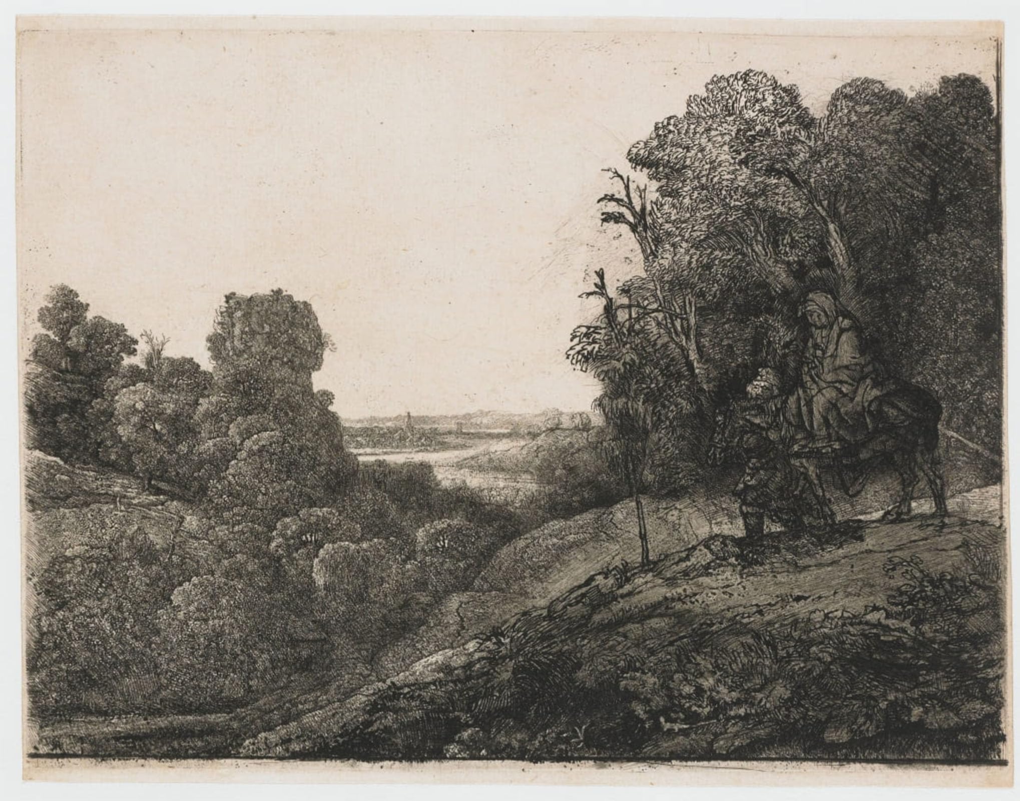 ARTXLXXBN Famous Prints Artwork Pictures Poster Painting Art The flight into egypt: altered plate from seghers by Rembrandt van Rijn Artwork Landscape Pictures for Home Decor 60x90cm