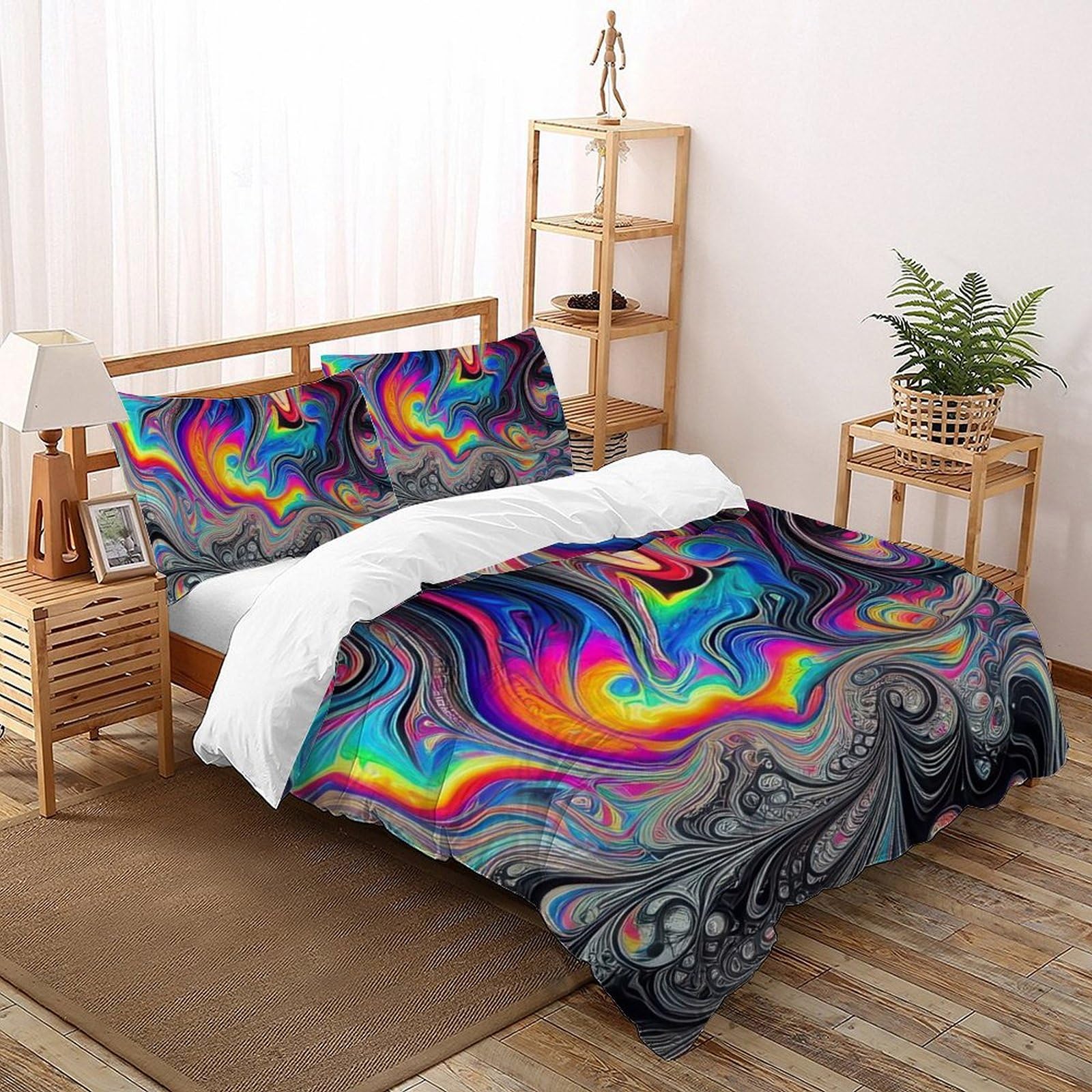 Parure de lit avec fermetures éclair 200x200cm pour éviter la couette qui glisse