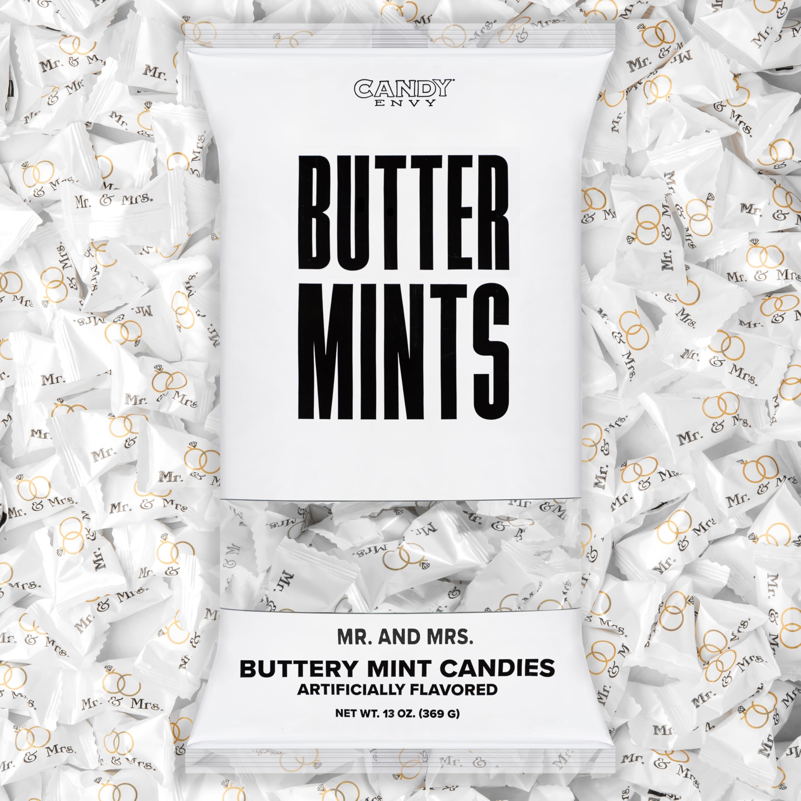 Buttermints - 13 oz. bag - about 100 individually wrapped mints (Mr and Mrs)