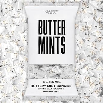Candy Envy - Mr. and Mrs. Buttermints - 13 oz. Bag - Approximately 100 Individually Wrapped Mints - Wedding Favors